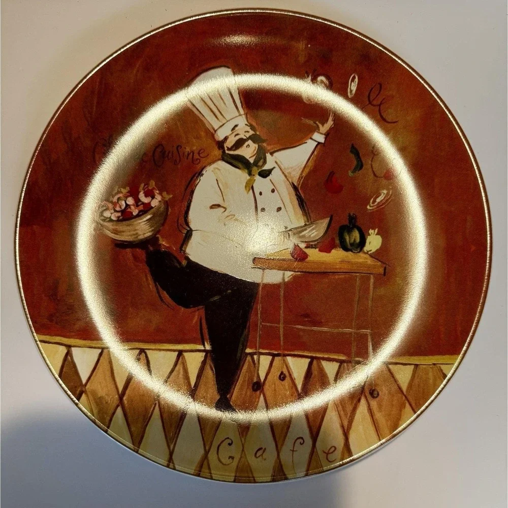 Set of 4 Oneida Jennifer Sosik Chef Capades Stoneware salad dessert plates 8.25